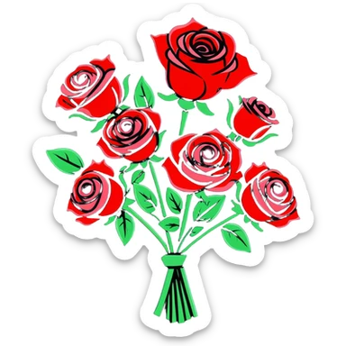 romantic bouquet of red roses sticker