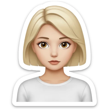 ragazza bionda cenere truccata con maglietta a maniche lunghe bianca sticker