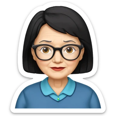 Old Lady 54 age black hair light skin sticker
