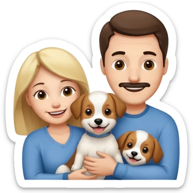 Maman papa avec son bébé chien sticker