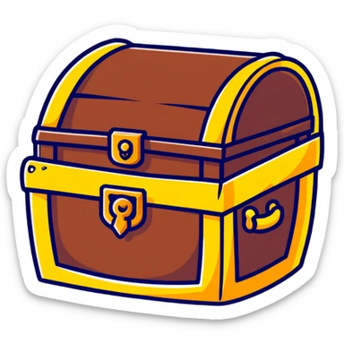 pirate treasure chest with gold sticker