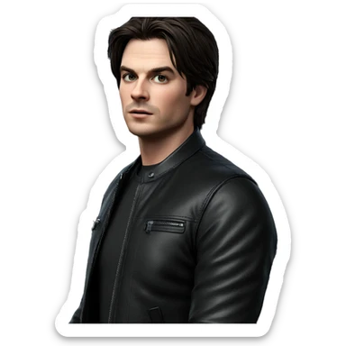 intense gaze in leather jacket sticker