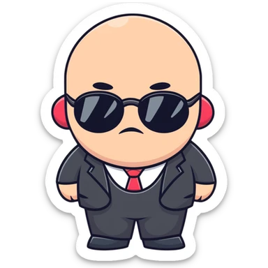 cute round mafia boss with rosy cheeks and tiny sunglasses sticker