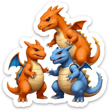 give me different pokeman helpging each other sticker