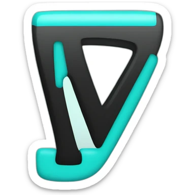 black lowercase letter t with a turquose cursor bar behind it sticker