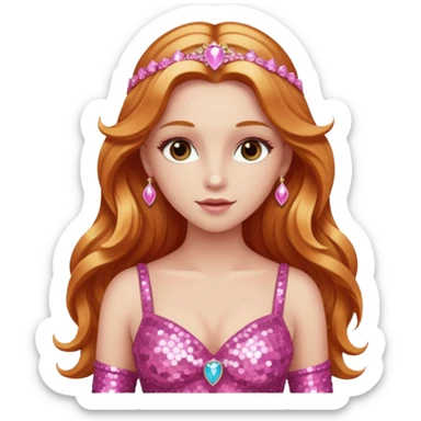 Venus, Goddess of Love from Gods and Goddesses with long reddish blonde hair, pink sequin outfit sticker