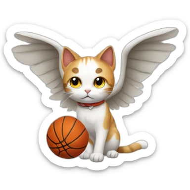 cat with wings and basketball sticker