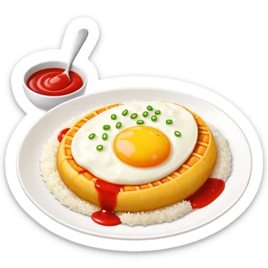 Japanese omurice dish with ketchup on top sticker