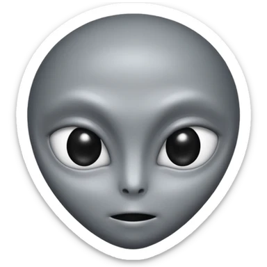 Grey alien head, almond-shaped eyes solid black, entire eye black, no white or iris, slanted, pale grey skin, cartoon emoji, no background


 sticker