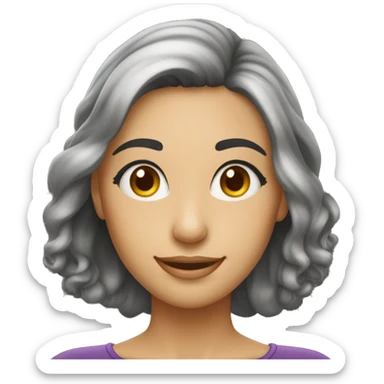 Mulher branca cabelo preto liso médio piscando de um olho só com um sorriso sticker