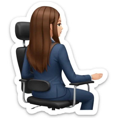 Woman sitting on an office chair from the Back of head with long hair sticker