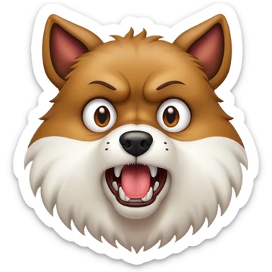 A rabid dog with foaming mouth, aggressive posture, and wild eyes, looking furious and uncontrollable sticker