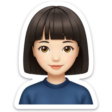 Japanese girl with bob haircut and bang sticker