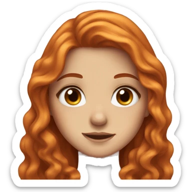 Girl with long wavy orange hair, one blue eye and one brown eye, freckles and pretty   sticker