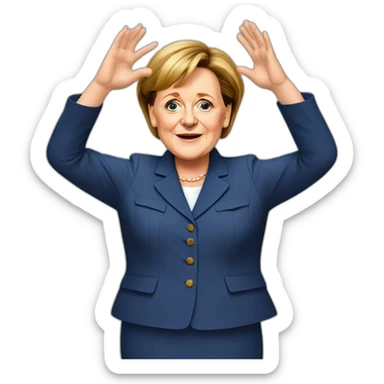 angela merkel with hands in typical gesture sticker