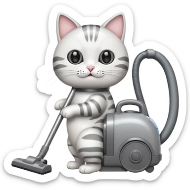 cat pushing vacuum cleaner sticker
