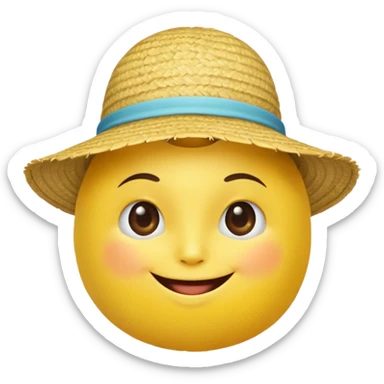 A lemon with a straw beach hat, smiling cutely.































 sticker