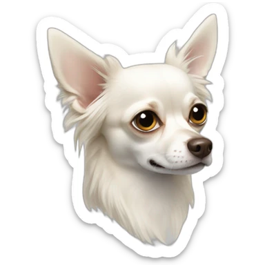 chihuahua longcoat white with dead eyes sticker