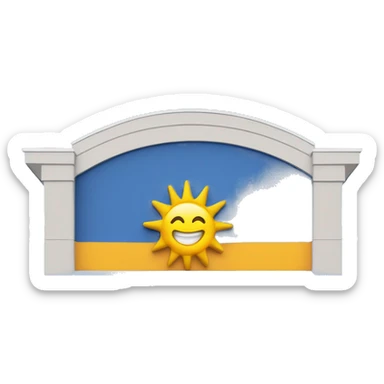 “Walmart storefront with the iconic sunburst logo at the top center, a blue facade with yellow accents, large entrance doors, and a few visible shopping carts in front, capturing the look of a large retail store.” sticker