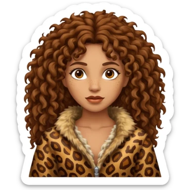 cavewoman with brown curly hair sticker