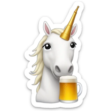 Licorne qui boit une bière sticker