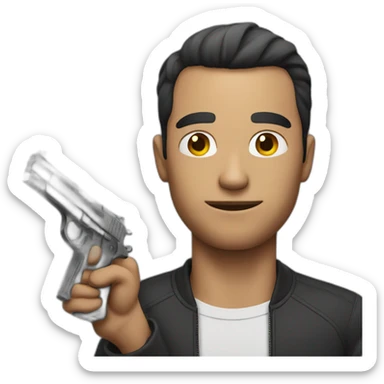 man hold a gun sticker