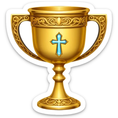 holy grail, ornate golden chalice, glowing sticker