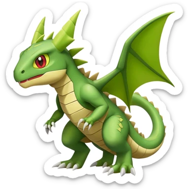 Flygon-Larvitar-Fraxure-hybrid-creature, (full body) sticker