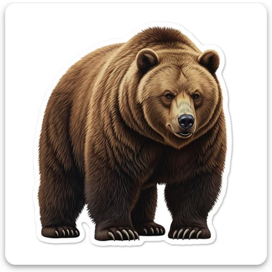 Brown bear realistic sticker white background sticker