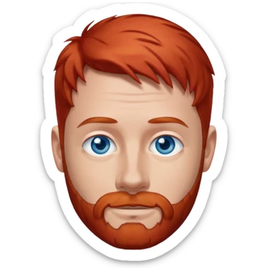 Dave Farrell from Linkin Park with blue eyes, red hair and short beard sticker