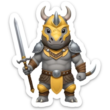 rhino with viking helmet and sword sticker