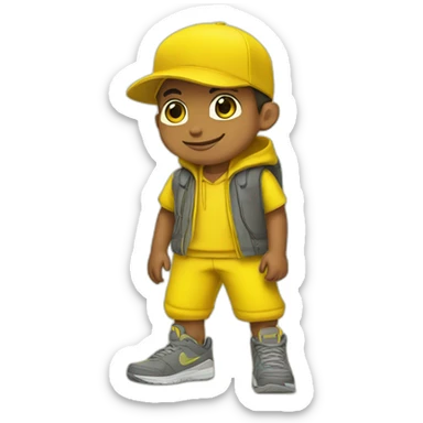 Morocho boy in yellow attire with a yellow Nike cap 🌟. sticker