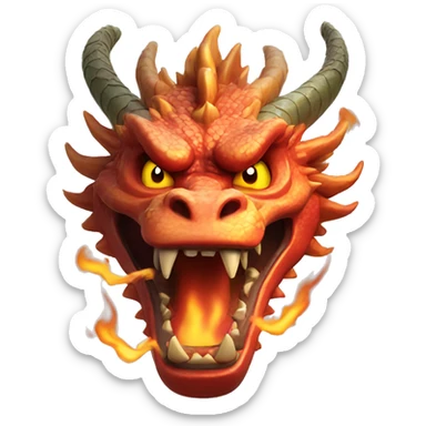 Raging, flaming chinese dragon sticker