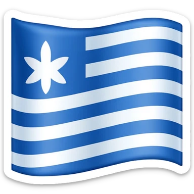 emoji Flag with 3 simple  horizontal lines: white, blue, white, equal one to another sticker