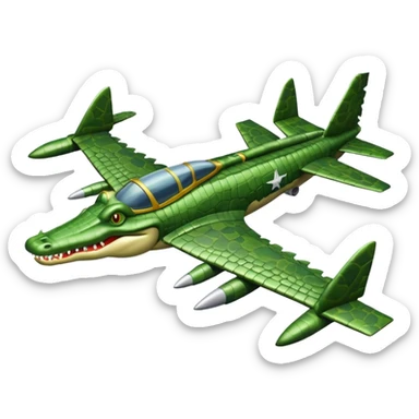 Un cocodrilo c9mbinado con un avion de guerra sticker