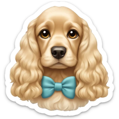  blonde cocker spaniel with bows sticker