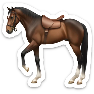 bay horse in am english saddle rearing sticker