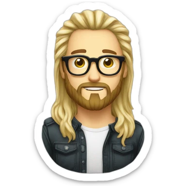 Dude blond round glasses chaotic beard long hair drink rhum sticker