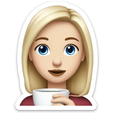 Girl sipping tea blue eyes blound Christmas sticker