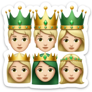 Several people with a crown that unites them with golden and green colours sticker