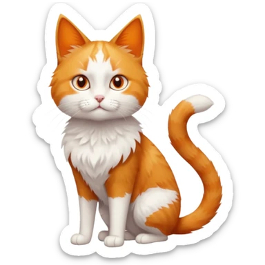 full body of tiny + skinny ginger and white cat with deep orange eyes and triangular shaped face sticker