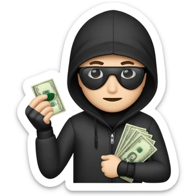 robber with money emojicreated using Al. Copy and paste robber with monev emoii to use or share on Discord and Slack. sticker