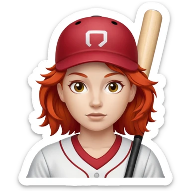 Softball player with red hair sticker