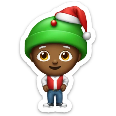 First male with a Santa hat and a Christmas tree ball in his paws sticker