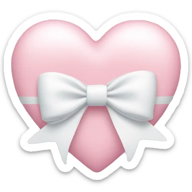Pastel pink heart with white bow sticker