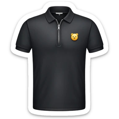 Black polo shirt with zipper sticker