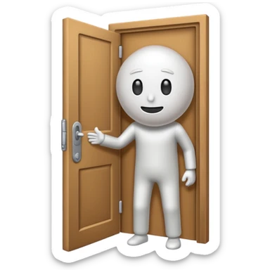 White emoji man opening door to leave  sticker