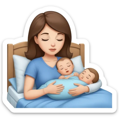 Light brunette fit mom making baby boy go to sleep sticker