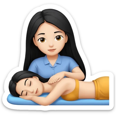 Back massage body the hair is long and black sticker