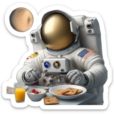 Astronaut enjoying breakfast on the moon sticker